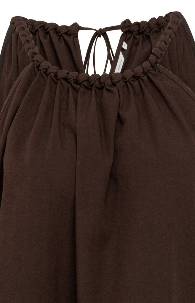 YAYA Neckholder-Top mit geflochtenem Ausschnitt und Bindedetail AUBERGINE PURPLE