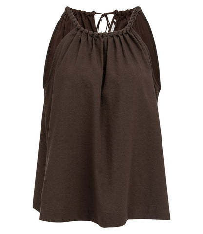 YAYA Neckholder-Top mit geflochtenem Ausschnitt und Bindedetail AUBERGINE PURPLE
