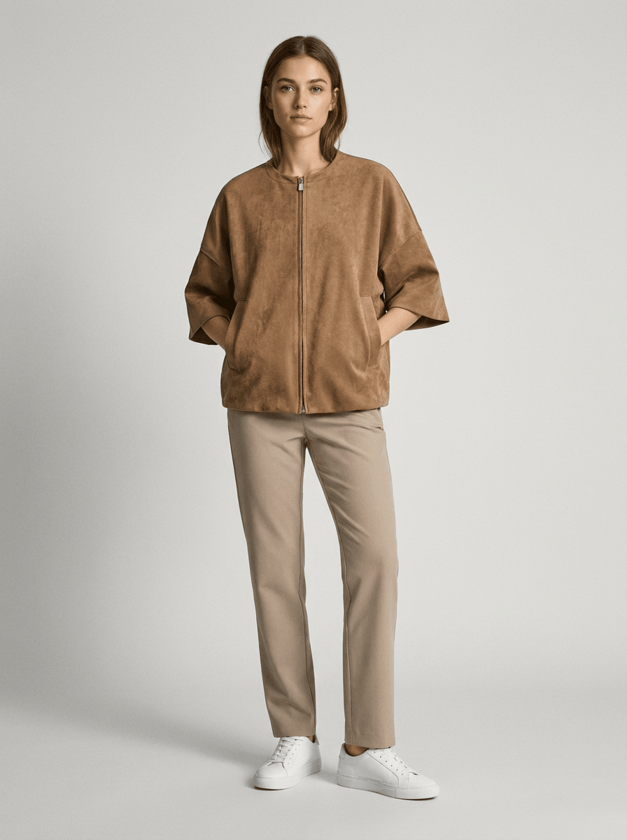 YAYA Oversize-Jacke aus Velourslederimitat Braun
