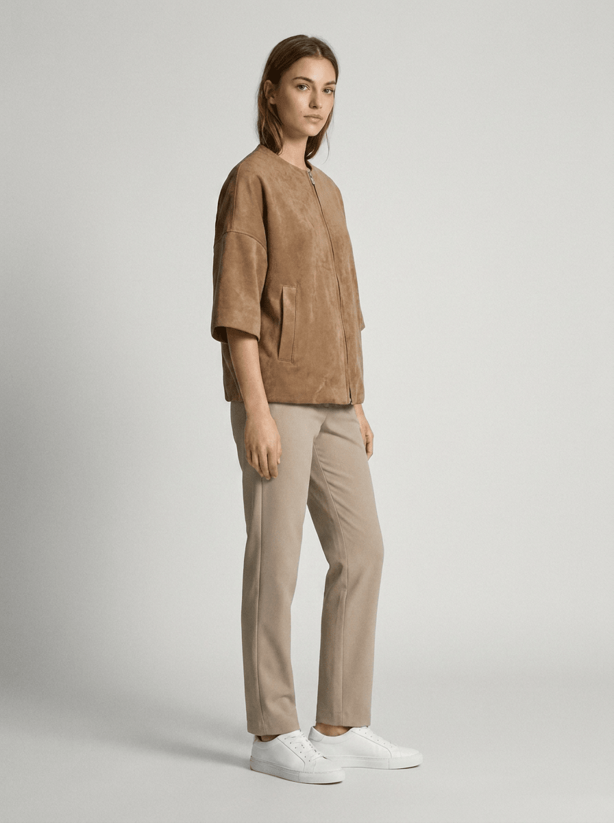 YAYA Oversize-Jacke aus Velourslederimitat Braun