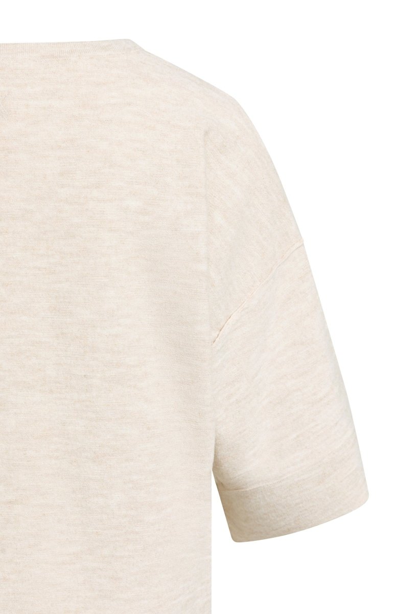 YAYA Oversized Feinstrick-T-Shirt mit halblangen Ärmeln Rosa