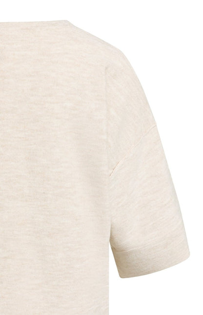 YAYA Oversized Feinstrick-T-Shirt mit halblangen Ärmeln Rosa