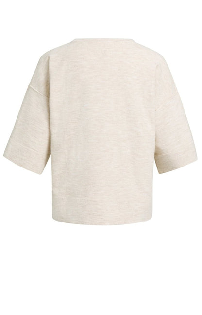 YAYA Oversized Feinstrick-T-Shirt mit halblangen Ärmeln Rosa