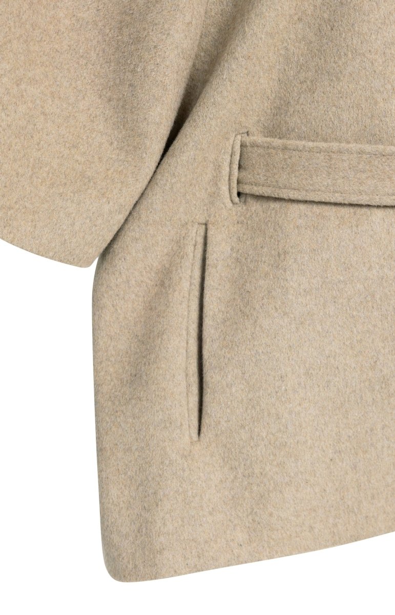 YAYA Ponchojacke mit geripptem Kragen und Gürtel Pure Cashmere Grau Melange
