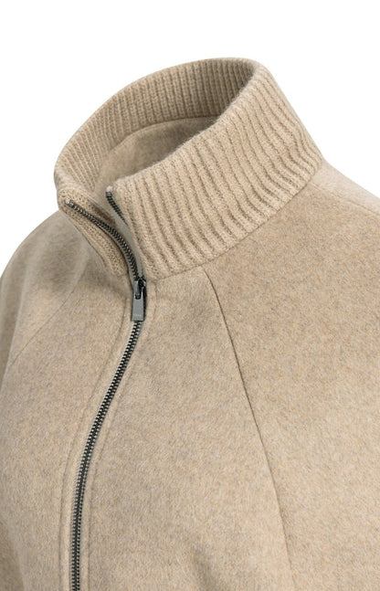 YAYA Ponchojacke mit geripptem Kragen und Gürtel Pure Cashmere Grau Melange