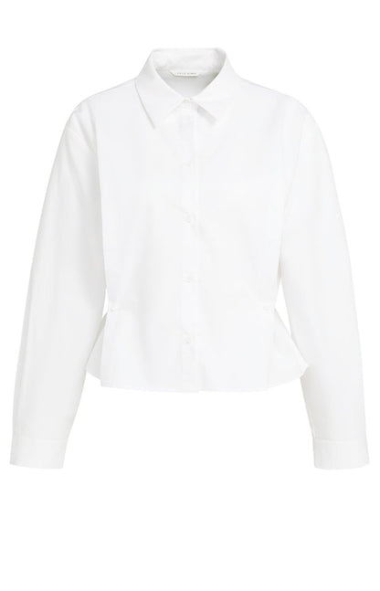 YAYA Popeline-Bluse mit verstellbarem Saum und langen Ärmeln Weiß