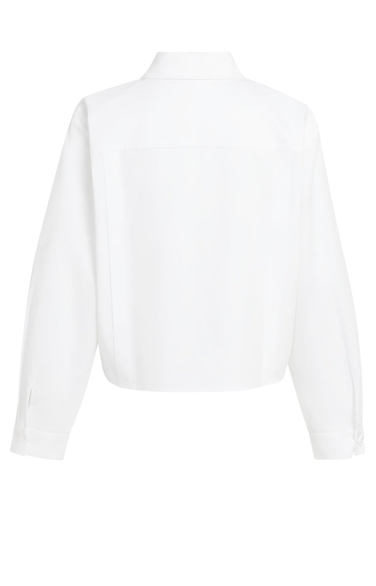 YAYA Popeline-Bluse mit verstellbarem Saum und langen Ärmeln Weiß