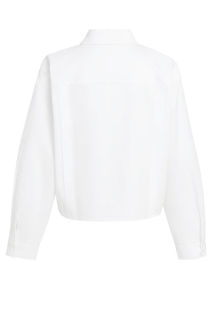 YAYA Popeline-Bluse mit verstellbarem Saum und langen Ärmeln Weiß