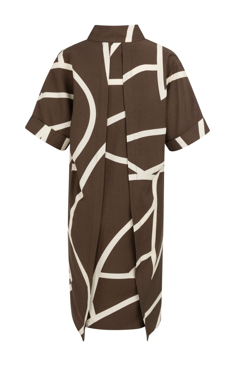YAYA Printed dress mit polo collar CHOCOLATE MARTINI BROWN DESSIN