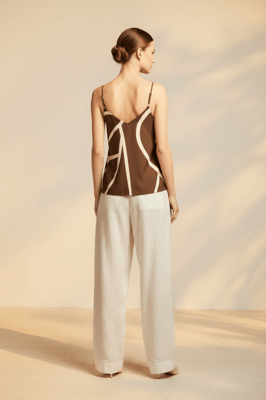 YAYA Printed v - neck singlet CHOCOLATE MARTINI BROWN DESSIN