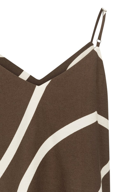 YAYA Printed v - neck singlet CHOCOLATE MARTINI BROWN DESSIN