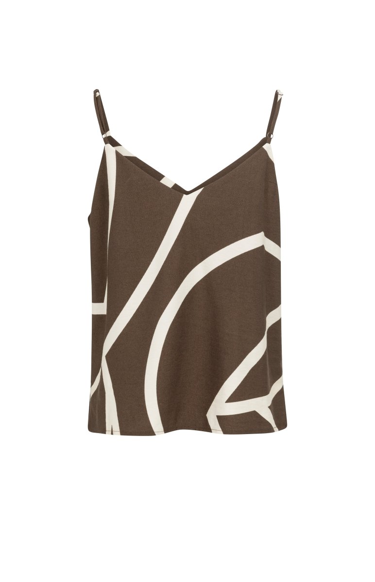 YAYA Printed v - neck singlet CHOCOLATE MARTINI BROWN DESSIN
