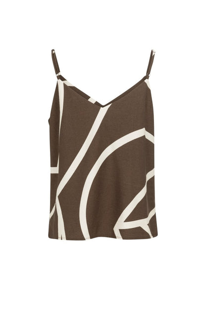 YAYA Printed v - neck singlet CHOCOLATE MARTINI BROWN DESSIN