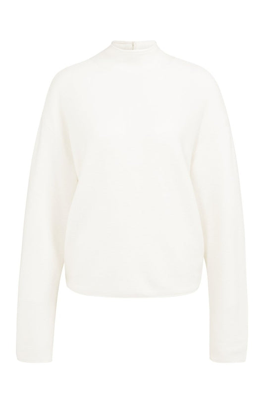 YAYA Pullover mit buttoned back SNOWFALL WHITE