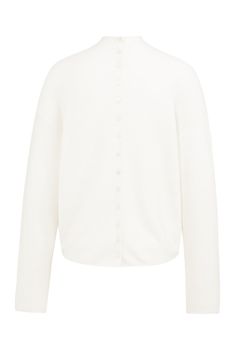 YAYA Pullover mit buttoned back SNOWFALL WHITE