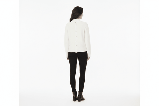 YAYA Pullover mit buttoned back SNOWFALL WHITE