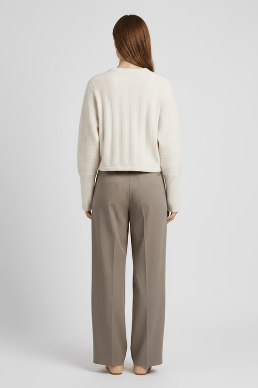 YAYA Pullover mit Fledermausärmeln und Kordelzug am Saum Off White Melange