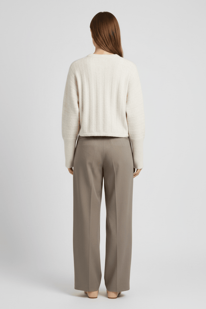 YAYA Pullover mit Fledermausärmeln und Kordelzug am Saum Off White Melange