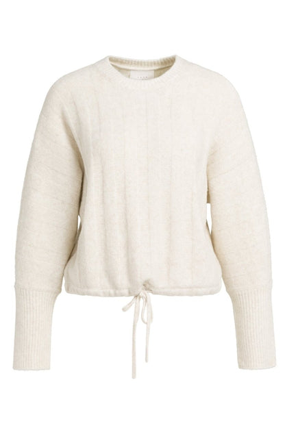 YAYA Pullover mit Fledermausärmeln und Kordelzug am Saum Off White Melange