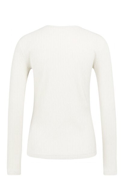 YAYA Ribbed long sleeve shirt SNOWFALL WHITE