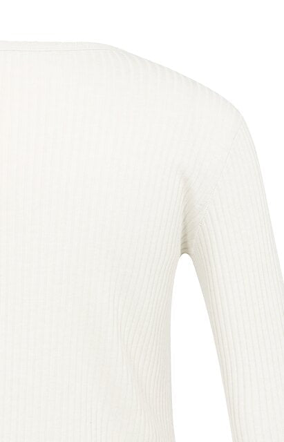 YAYA Ribbed long sleeve shirt SNOWFALL WHITE