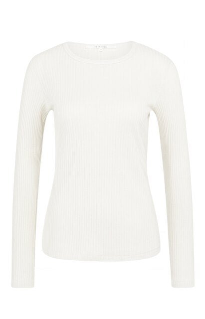 YAYA Ribbed long sleeve shirt SNOWFALL WHITE