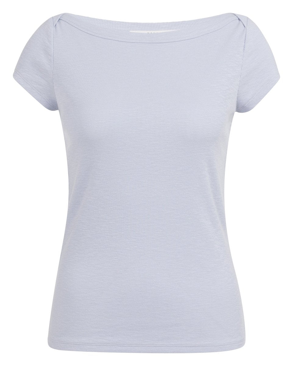 YAYA Ribbed top mit boatneck ICE BLUE