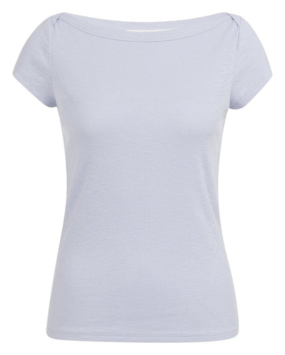 YAYA Ribbed top mit boatneck ICE BLUE