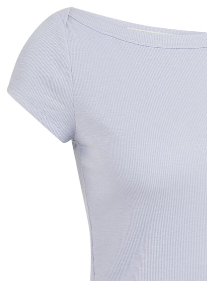 YAYA Ribbed top mit boatneck ICE BLUE