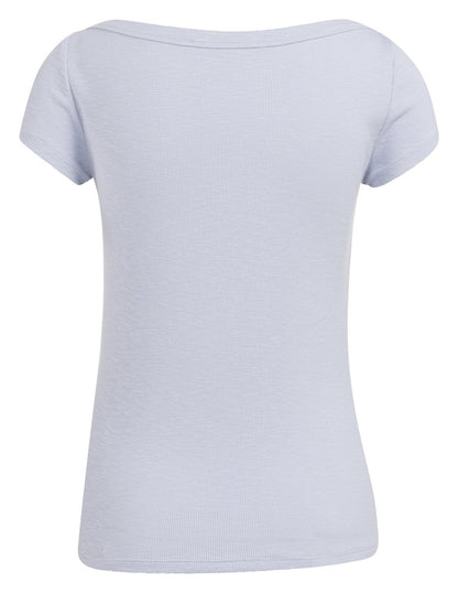 YAYA Ribbed top mit boatneck ICE BLUE