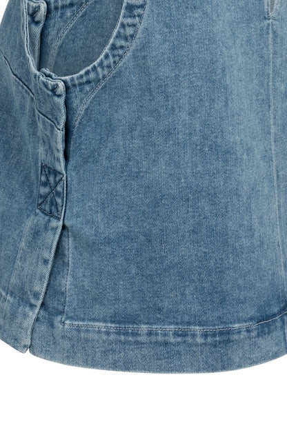 YAYA Sleeveless loose fit denim top MID BLUE DENIM