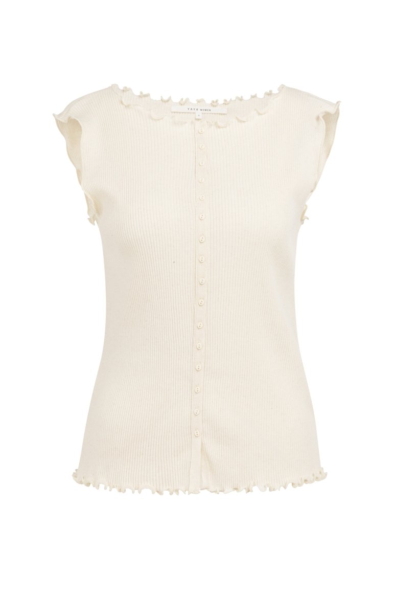 YAYA Sleeveless top mit small butt CREME BEIGE MELANGE