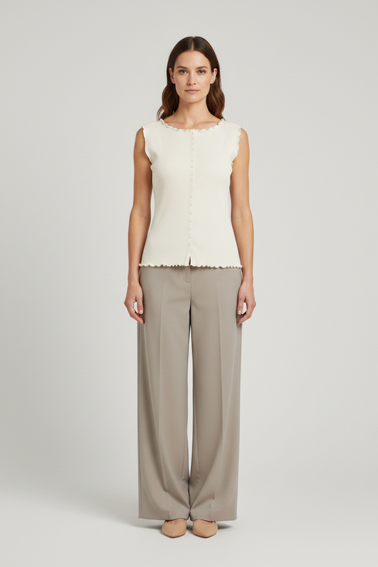 YAYA Sleeveless top mit small butt CREME BEIGE MELANGE