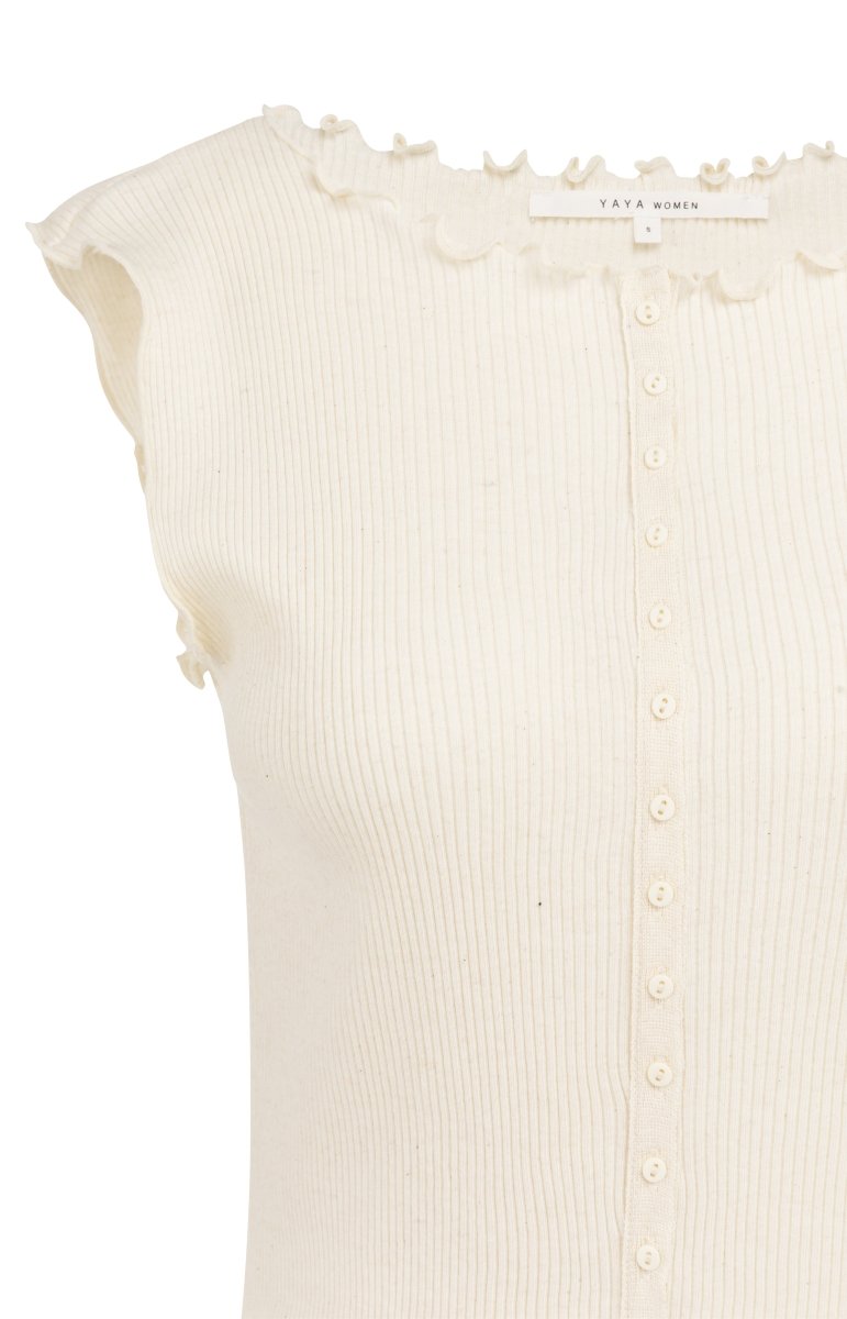 YAYA Sleeveless top mit small butt CREME BEIGE MELANGE