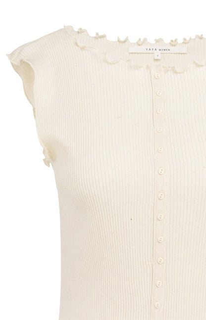 YAYA Sleeveless top mit small butt CREME BEIGE MELANGE
