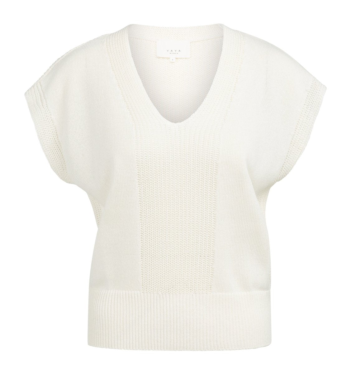 YAYA Strukturierter Pullover mit V-Ausschnitt MILK BEIGE MELANGE