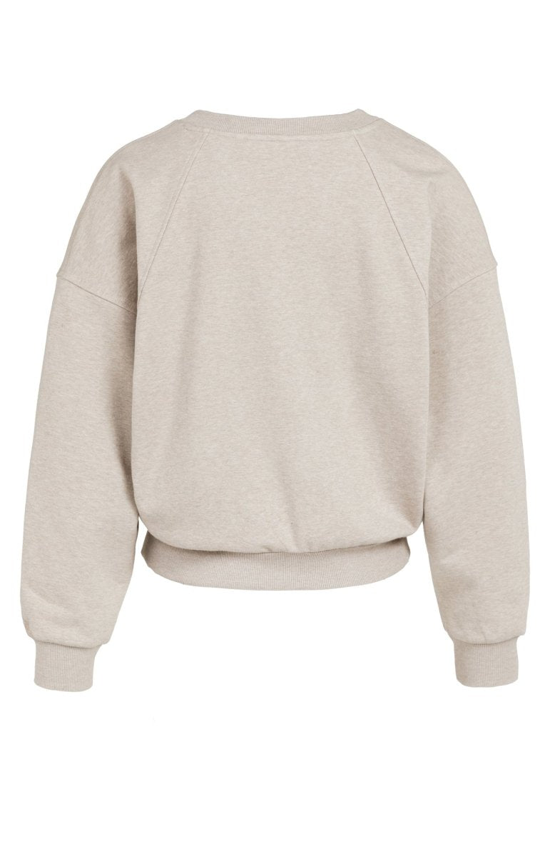 YAYA Sweatshirt mit V-Ausschnitt und Webkragen Grau meliert