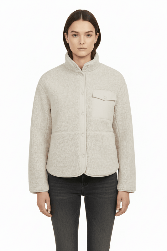 YAYA Teddy Jacke mit Brusttasche HEATHER GREY