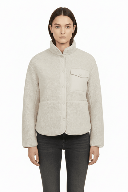 YAYA Teddy Jacke mit Brusttasche HEATHER GREY