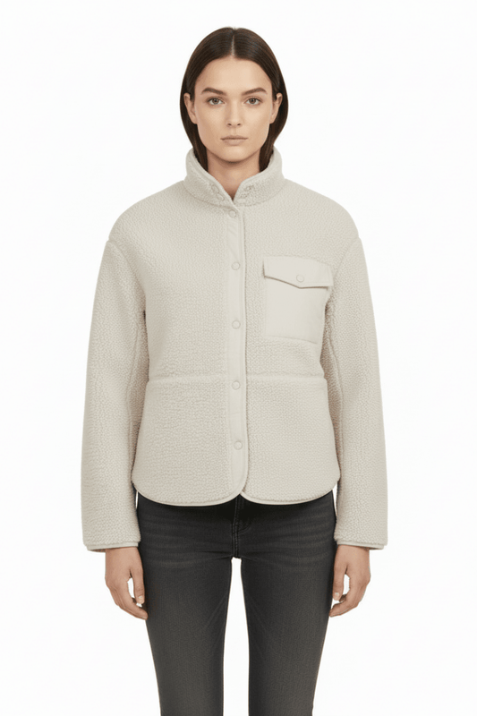 YAYA Teddy Jacke mit Brusttasche HEATHER GREY