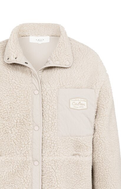 YAYA Teddy Jacke mit Brusttasche HEATHER GREY