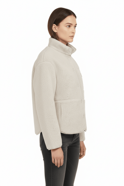 YAYA Teddy Jacke mit Brusttasche HEATHER GREY