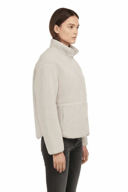 YAYA Teddy Jacke mit Brusttasche HEATHER GREY