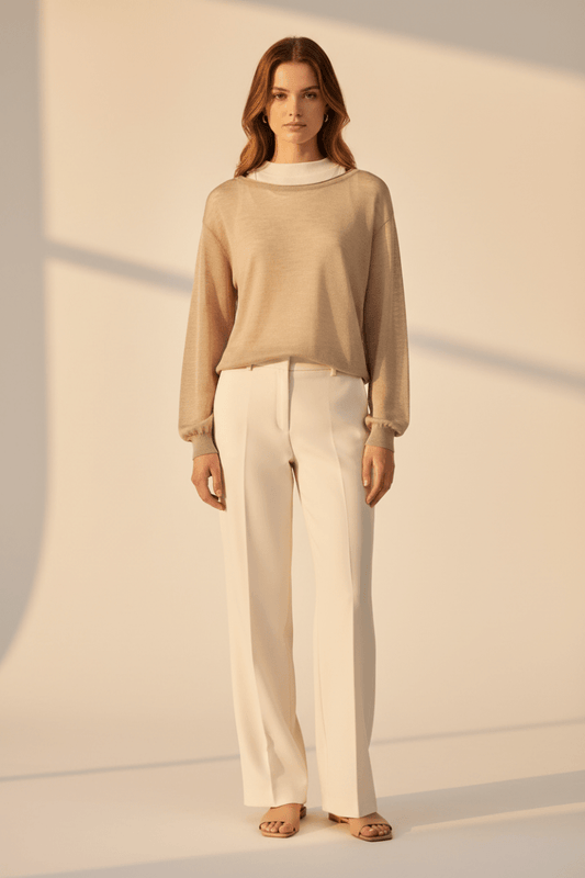 YAYA Twinset sweater mit singlet CROCKERY BROWN