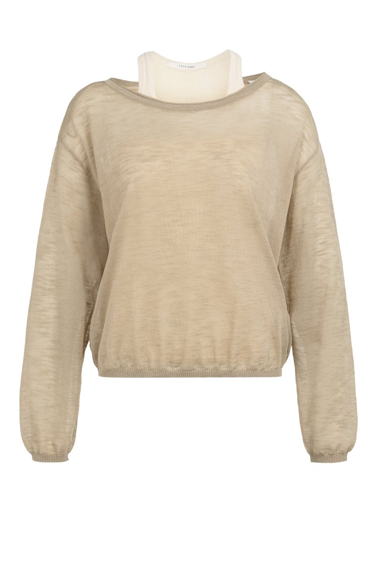 YAYA Twinset sweater mit singlet CROCKERY BROWN