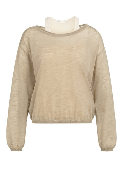 YAYA Twinset sweater mit singlet CROCKERY BROWN
