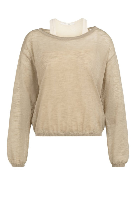 YAYA Twinset sweater mit singlet CROCKERY BROWN