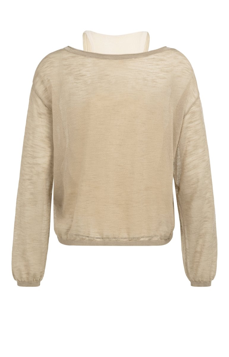 YAYA Twinset sweater mit singlet CROCKERY BROWN