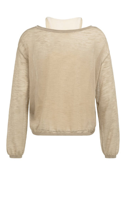 YAYA Twinset sweater mit singlet CROCKERY BROWN