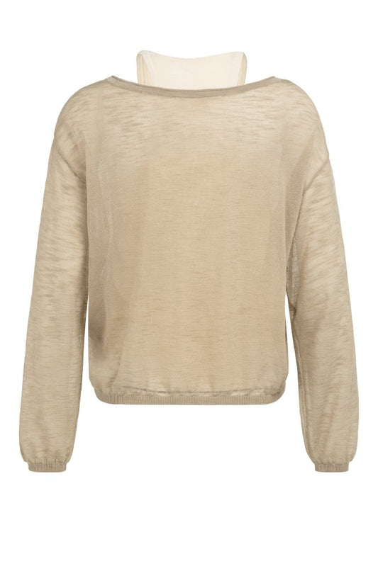 YAYA Twinset sweater mit singlet CROCKERY BROWN